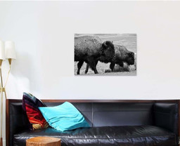 Three Bison Montana Wilderness Black White Bison Animals Luxury Multi Canvas Prints, Multi Piece Panel Canvas Gallery Art Print Print Single Canvas 1 PIECE (24x36)