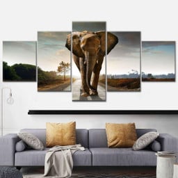 Marching Elephant Wild Animal Landscape Multi Canvas Painting Ideas, Multi Piece Panel Canvas Housewarming Gift Ideas Framed Prints, Canvas Paintings Wrapped Canvas 1 Panel 30x20