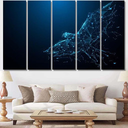 Eagle Fly Form Lines Triangles Particle, Eagle Animals Premium Multi Canvas Prints, Multi Piece Panel Canvas , Luxury Gallery Wall Fine Art Multi Canvas 5PIECE(Mixed 12)