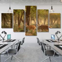 Chital Cheetal Axis Spotted Deers Deer 2 Deer Animals Premium Multi Canvas Prints, Multi Piece Panel Canvas Luxury Gallery Wall Fine Art Print Multi Wrapped Canvas (Ready To Hang) 5PIECE(Mixed 12)