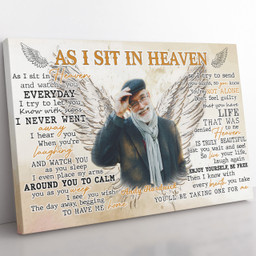 As I Sit In Heaven Wall Art, Angel Wings, Poem In Loving Memory Framed Prints, Canvas Paintings Framed Matte Canvas 32x48
