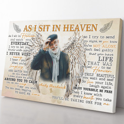 As I Sit In Heaven Wall Art, Angel Wings, Poem In Loving Memory Framed Prints, Canvas Paintings Framed Matte Canvas 8x10