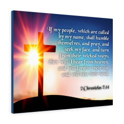 Scripture Canvas Seek My Face 2 Chronicles 7:14 Christian Bible Verse Meaningful Framed Prints, Canvas Paintings Framed Matte Canvas 12x16