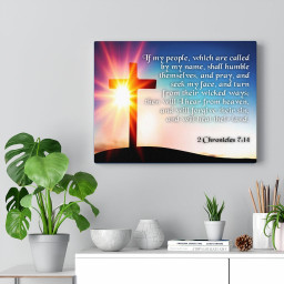 Scripture Canvas Seek My Face 2 Chronicles 7:14 Christian Bible Verse Meaningful Framed Prints, Canvas Paintings Framed Matte Canvas 16x24