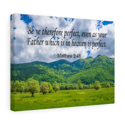 Scripture Canvas Heaven is Perfect Matthew 5:48 Christian Meaningful Framed Prints, Canvas Paintings Framed Matte Canvas 16x24