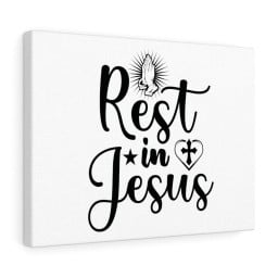 Scripture Canvas Rest In Jesus Christian Bible Verse Meaningful Framed Prints, Canvas Paintings Framed Matte Canvas 12x16