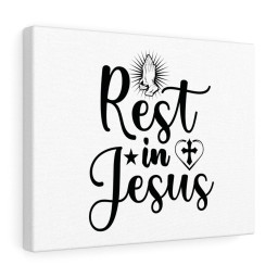Scripture Canvas Rest In Jesus Christian Bible Verse Meaningful Framed Prints, Canvas Paintings Framed Matte Canvas 8x10