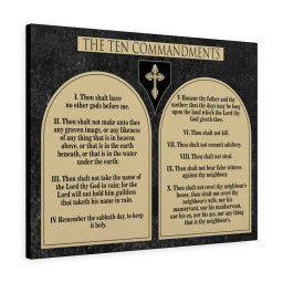 Scripture Canvas Ten Commandments Wood Brown Christian Meaningful Framed Prints, Canvas Paintings Framed Matte Canvas 8x10