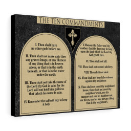 Scripture Canvas Ten Commandments Wood Brown Christian Meaningful Framed Prints, Canvas Paintings Framed Matte Canvas 16x24