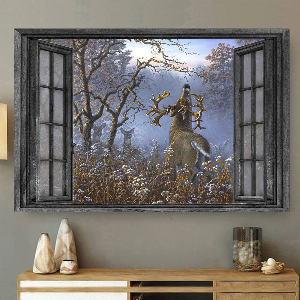 Whitetail Deer 3D Window View Wild Tree Hunting Lover Da0425-Tnt Framed Prints, Canvas Paintings Wrapped Canvas 8x10