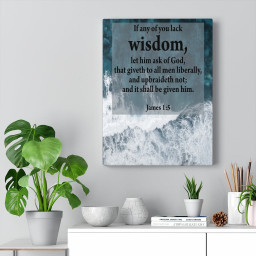 Scripture Canvas Lack Wisdom James 1:5 Christian Bible Verse Meaningful Framed Prints, Canvas Paintings Framed Matte Canvas 32x48