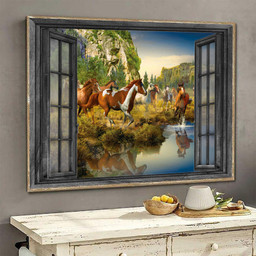 Horse 3D Window View Canvas Painting Decor Horse In The Valley Ha0498-Tnt Framed Prints, Canvas Paintings Wrapped Canvas 8x10