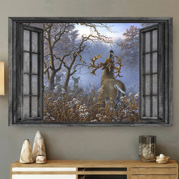 Whitetail Deer 3D Window View Wild Tree Hunting Lover Da0425-Tnt Framed Prints, Canvas Paintings Framed Matte Canvas 8x10