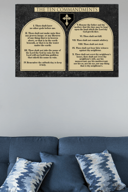 Scripture Canvas Ten Commandments Wood Brown Christian Meaningful Framed Prints, Canvas Paintings Framed Matte Canvas 32x48