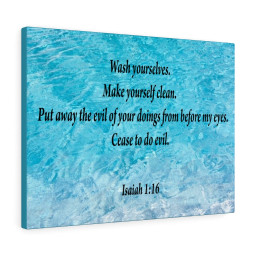 Scripture Canvas Wash Yourselves Isaiah 1:16 Christian Bible Verse Meaningful Framed Prints, Canvas Paintings Framed Matte Canvas 8x10