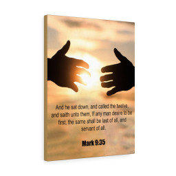 Scripture Canvas Servant of All Mark 9:35 Christian Bible Verse Meaningful Framed Prints, Canvas Paintings Framed Matte Canvas 16x24
