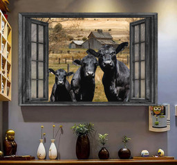 Angus 3D Window View Canvas Painting Art Farms Animal Gift For Friend Framed Prints, Canvas Paintings Framed Matte Canvas 8x10