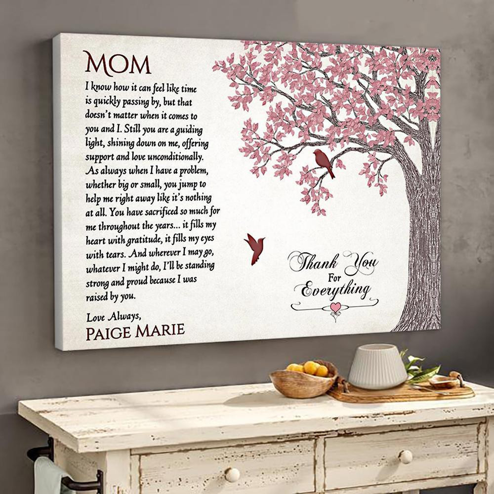 Personalized Gifts Thank You For Everything Thanks Mom Print Mothers Day Framed Prints, Canvas Paintings Wrapped Canvas 8x10