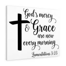 Scripture Canvas God's Mercy Lamentations 3:23 Christian Bible Verse Meaningful Framed Prints, Canvas Paintings Framed Matte Canvas 8x10