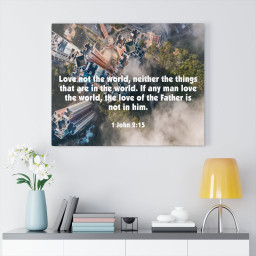 Scripture Canvas Love Not The World John 2:15 Christian Bible Verse Meaningful Framed Prints, Canvas Paintings Wrapped Canvas 12x16