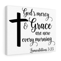Scripture Canvas God's Mercy Lamentations 3:23 Christian Bible Verse Meaningful Framed Prints, Canvas Paintings Framed Matte Canvas 12x16