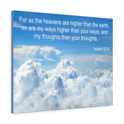 Scripture Canvas Heavens are Higher Isaiah 55:9 Christian Bible Verse Meaningful Framed Prints, Canvas Paintings Framed Matte Canvas 20x30