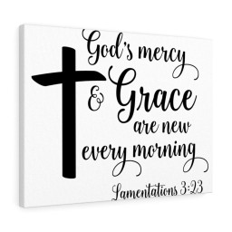 Scripture Canvas God's Mercy Lamentations 3:23 Christian Bible Verse Meaningful Framed Prints, Canvas Paintings Wrapped Canvas 12x16