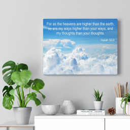 Scripture Canvas Heavens are Higher Isaiah 55:9 Christian Bible Verse Meaningful Framed Prints, Canvas Paintings Framed Matte Canvas 32x48
