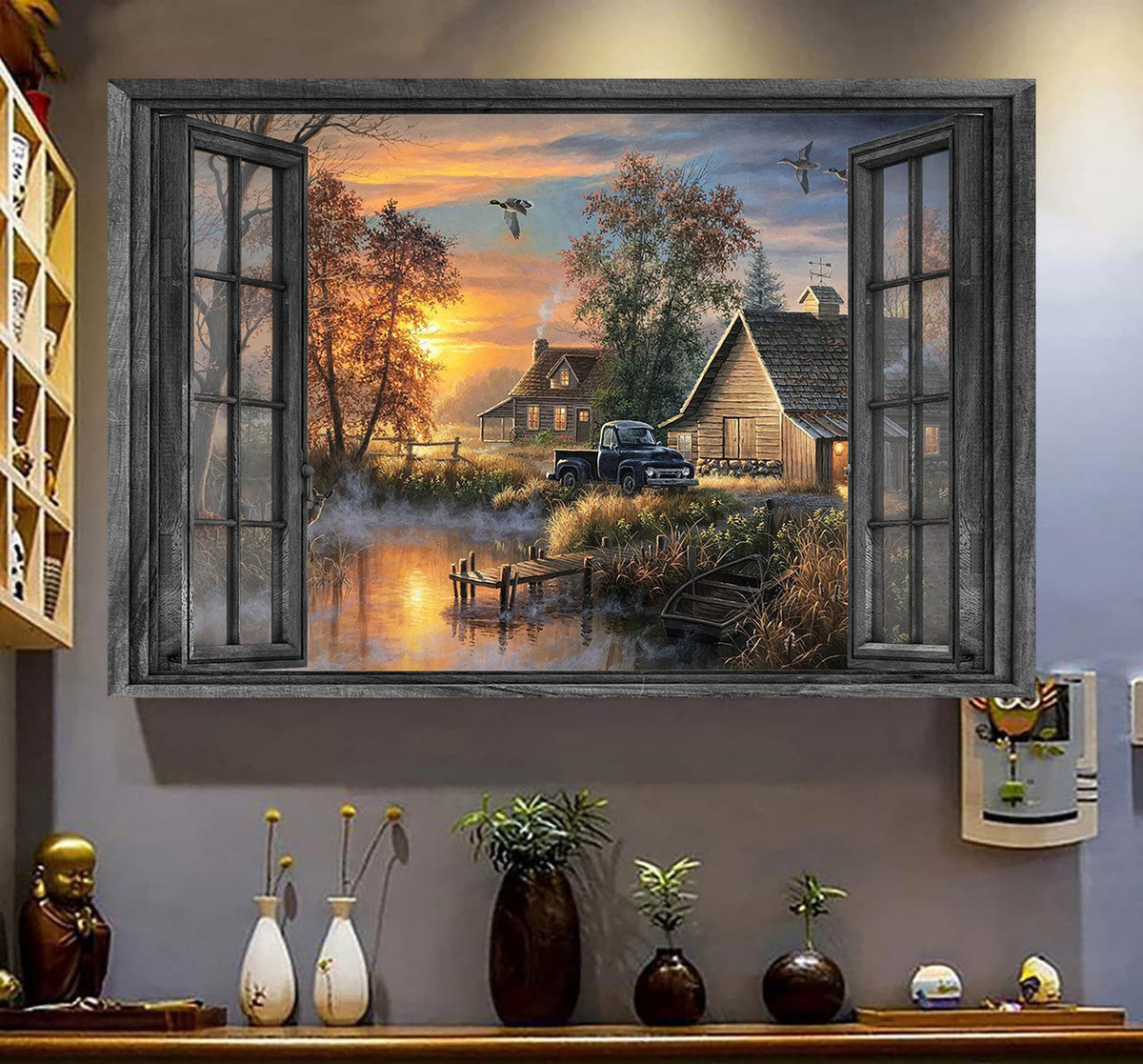 Farm 3D Window View Canvas Painting Art Gift Idea Gift Birthday Father Day Framed Prints, Canvas Paintings Wrapped Canvas 8x10