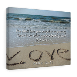 Scripture Canvas Greatest Commandment Mark 12:31 Christian Bible Verse Meaningful Framed Prints, Canvas Paintings Framed Matte Canvas 8x10