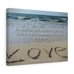 Scripture Canvas Greatest Commandment Mark 12:31 Christian Bible Verse Meaningful Framed Prints, Canvas Paintings Framed Matte Canvas 12x16