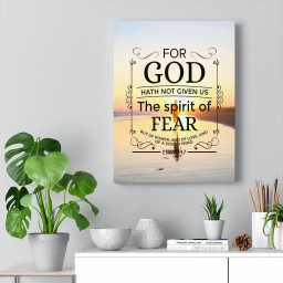 Scripture Canvas Spirit of Fear 2 Timothy 1:7 KJV Scripture Christian Bible Verse Meaningful Framed Prints, Canvas Paintings Framed Matte Canvas 16x24