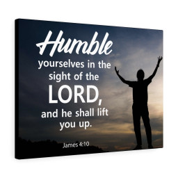 Scripture Canvas Humble Yourselves in The Lord James 4:10 Christian Bible Verse Meaningful Framed Prints, Canvas Paintings Framed Matte Canvas 12x16