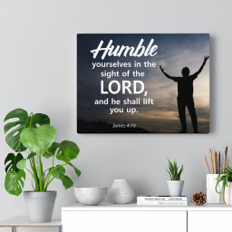 Scripture Canvas Humble Yourselves in The Lord James 4:10 Christian Bible Verse Meaningful Framed Prints, Canvas Paintings Framed Matte Canvas 32x48
