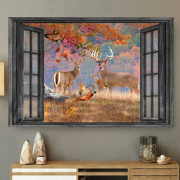 Whitetail Deer 3D Window View Canvas Painting Art Whitetail Heaven Hunting Lover Da0386-Tnt Framed Prints, Canvas Paintings Wrapped Canvas 8x10