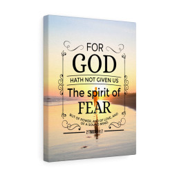Scripture Canvas Spirit of Fear 2 Timothy 1:7 KJV Scripture Christian Bible Verse Meaningful Framed Prints, Canvas Paintings Wrapped Canvas 8x10