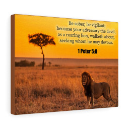 Scripture Canvas Roaring Lion 1 Peter 5:8 Christian Bible Verse Meaningful Framed Prints, Canvas Paintings Framed Matte Canvas 12x16