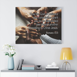 Scripture Canvas According to Christ Jesus Romans 15:5 Christian Bible Verse Meaningful Framed Prints, Canvas Paintings Wrapped Canvas 12x16