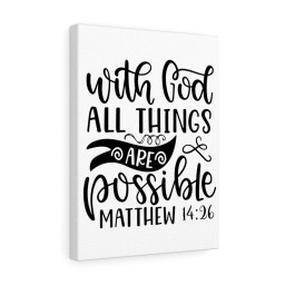 Scripture Canvas With God Matthew 14:26 Christian Bible Verse Meaningful Framed Prints, Canvas Paintings Framed Matte Canvas 20x30