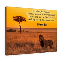 Scripture Canvas Roaring Lion 1 Peter 5:8 Christian Bible Verse Meaningful Framed Prints, Canvas Paintings Wrapped Canvas 8x10
