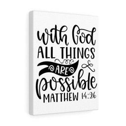 Scripture Canvas With God Matthew 14:26 Christian Bible Verse Meaningful Framed Prints, Canvas Paintings Framed Matte Canvas 16x24
