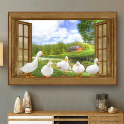 Duck 3D Window View Canvas Painting Art Living Decor Gift Poultry Framed Prints, Canvas Paintings Framed Matte Canvas 8x10
