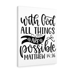 Scripture Canvas With God Matthew 14:26 Christian Bible Verse Meaningful Framed Prints, Canvas Paintings Framed Matte Canvas 8x10
