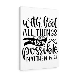Scripture Canvas With God Matthew 14:26 Christian Bible Verse Meaningful Framed Prints, Canvas Paintings Framed Matte Canvas 32x48