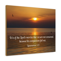 Scripture Canvas Lord's Mercies Lamentations 3:22 Christian Bible Verse Meaningful Framed Prints, Canvas Paintings Framed Matte Canvas 12x16