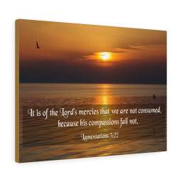 Scripture Canvas Lord's Mercies Lamentations 3:22 Christian Bible Verse Meaningful Framed Prints, Canvas Paintings Framed Matte Canvas 8x10