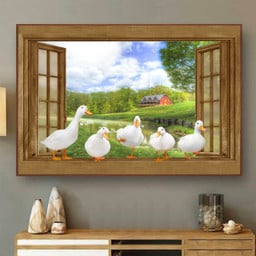 Duck 3D Window View Canvas Painting Art Living Decor Gift Poultry Framed Prints, Canvas Paintings Wrapped Canvas 8x10