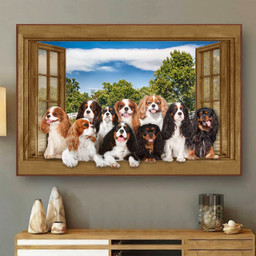 Cavalier King Charles Spaniel 3D Window View Canvas Painting Art 3D Window View Dogs Lover Gift Idea Framed Prints, Canvas Paintings Framed Matte Canvas 8x10