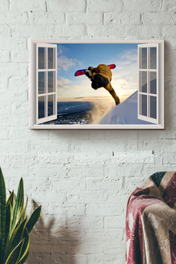 Skiing On The Sky View Window Decor Framed Prints, Canvas Paintings Framed Matte Canvas 16x24