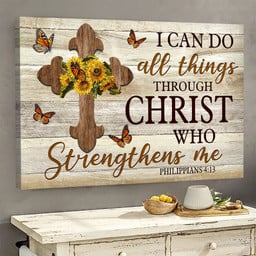 Butterfly Wooden Cross I Can Do All Things Through Christ Who Strengthens Me Matte Gallery Canvas Painting, Canvas Hanging Gift Idea Framed Prints, Canvas Paintings Wrapped Canvas 8x10
